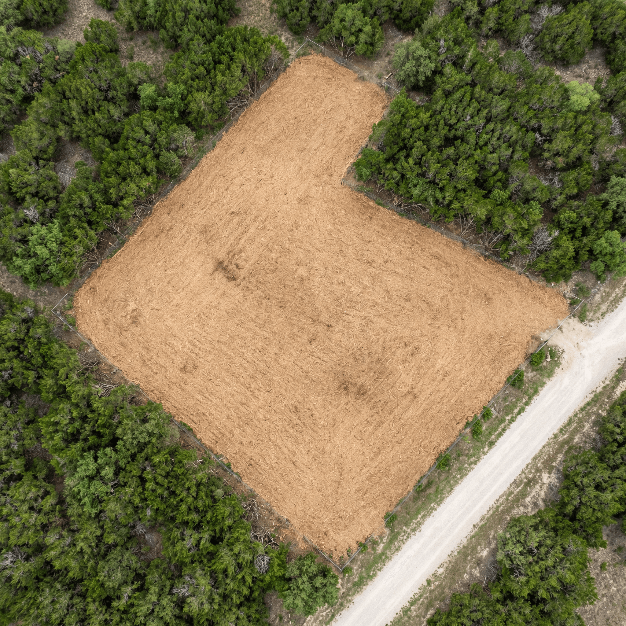 Aerial view of cleared property in Parker County, Texas